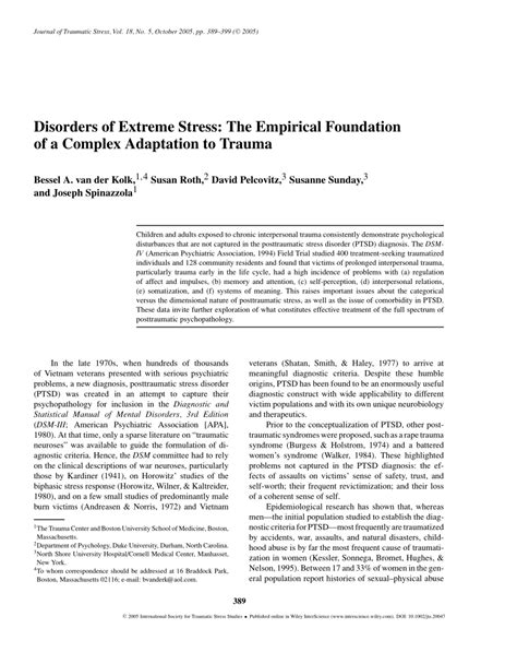 (PDF) Disorders of extreme stress: The empirical .